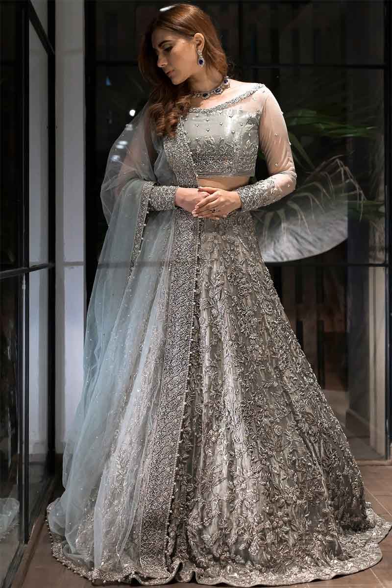 Grey hotsell bridal lehenga