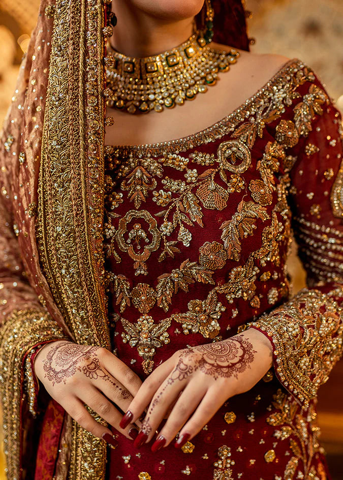 red golden pakistani bridal dresses Pakistani Embellished Red Golden Bridal Lehenga #BN190