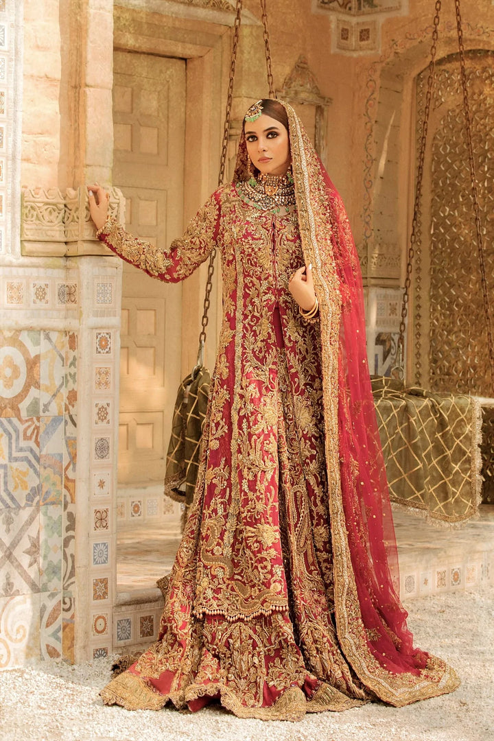 Maroon Golden Kameez Lehenga Pakistani Wedding Dresses