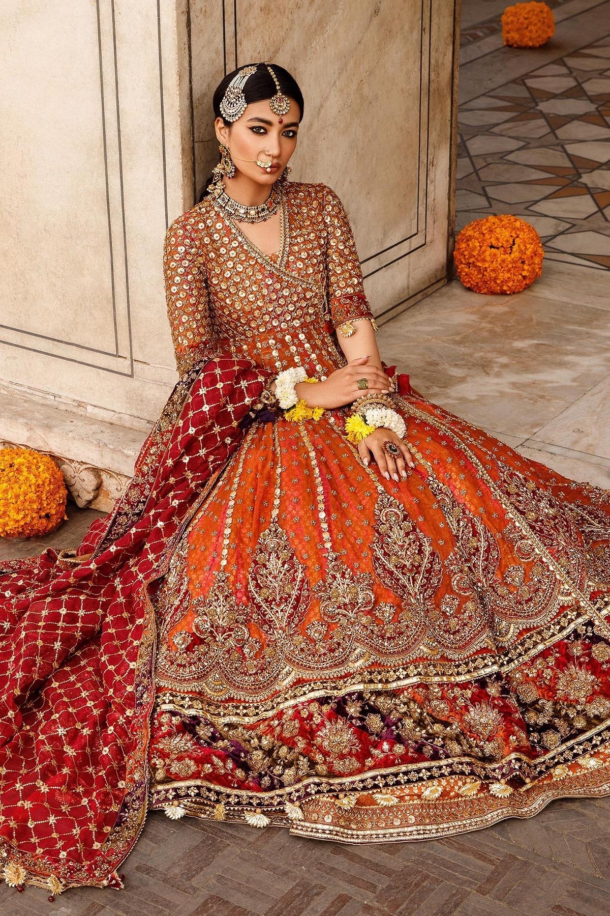 Golden Wedding Orange Bridal Lehenga Choli Alia Bhatt Designer - Etsy |  Indian bride outfits, Photo poses for couples, Bridal poses