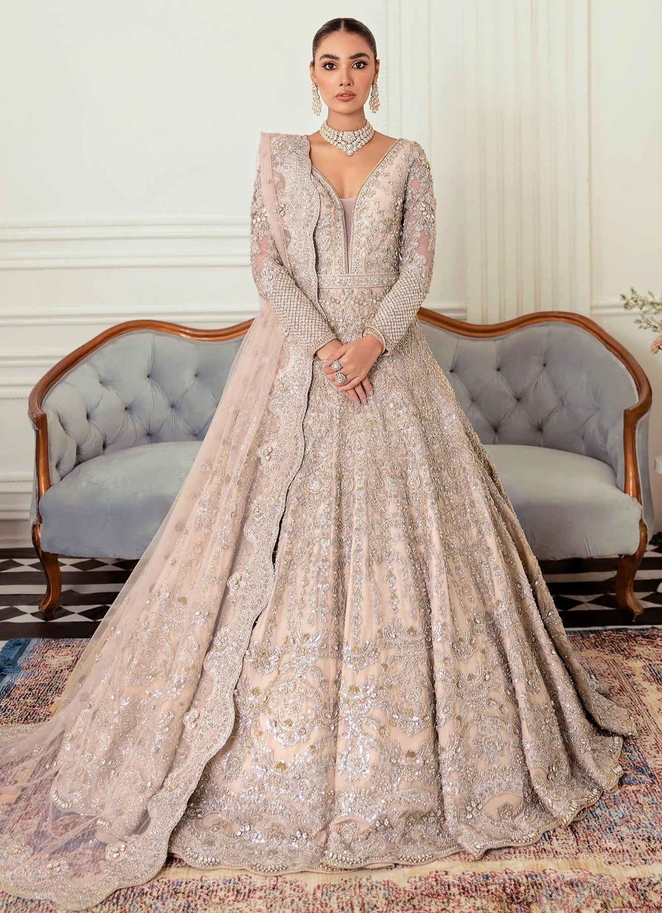 Deep Peach Heavy Designer Wear Lehenga Choli - Indian Heavy Anarkali Lehenga  Gowns Sharara Sarees Pakistani Dresses in USA/UK/Canada/UAE - IndiaBoulevard
