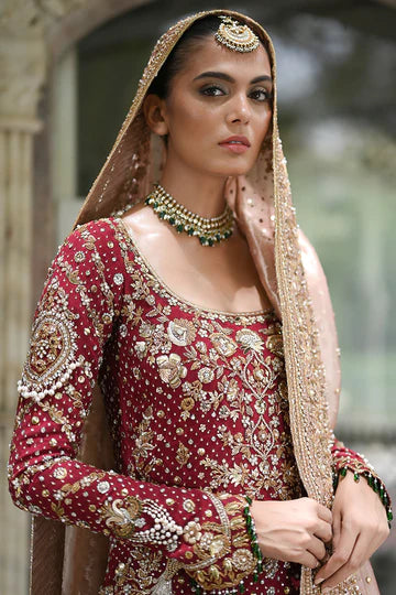 Maroon Bridal Wear Long Shirt - Appliqued Gharara | Latest bridal dresses,  Latest bridal lehenga, Pakistani bridal dresses