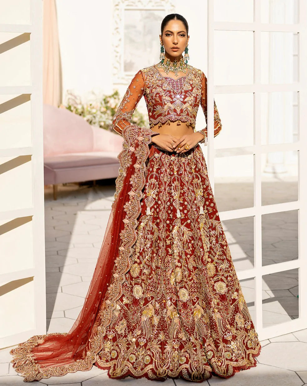 Red Bridal Lehenga Choli For Pakistani Wedding Dresses UY COLLECTION