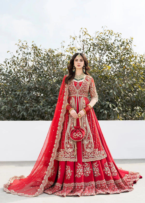 Red Silk Lehenga Shirt For Pakistani Bridal Dresses