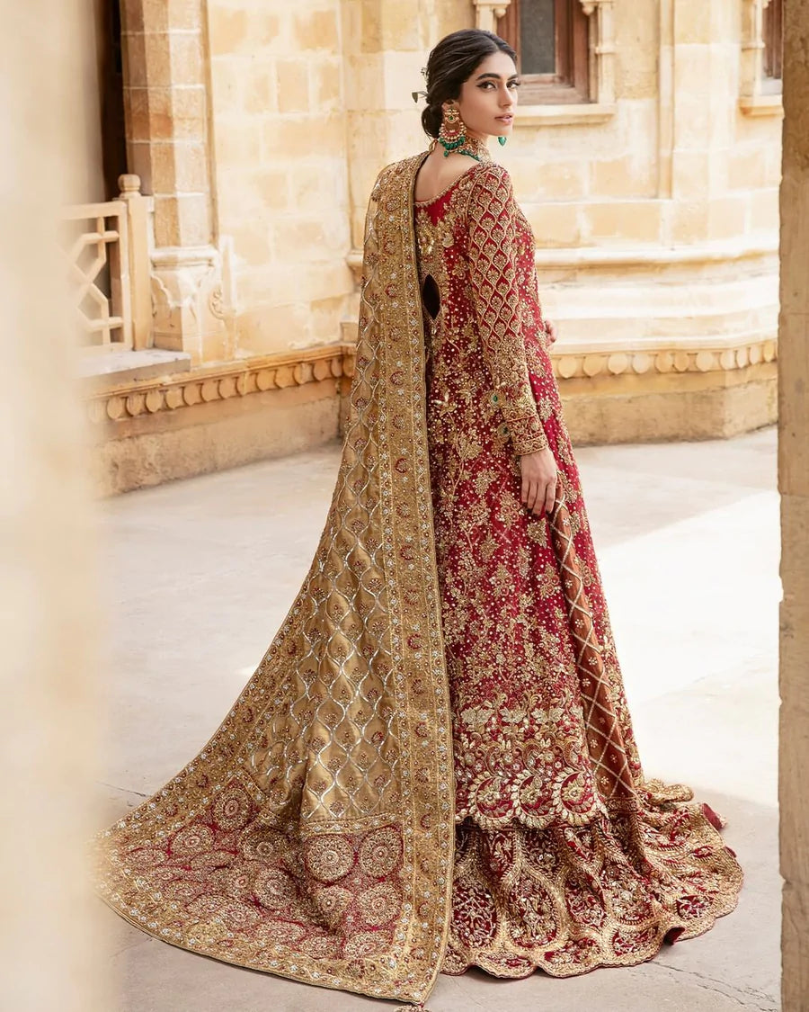 Royal Bridal Wedding Dress In Red Lehenga Kameez Style