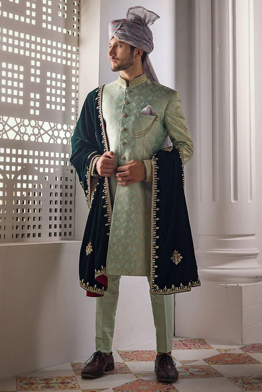 Sherwani with turban best sale