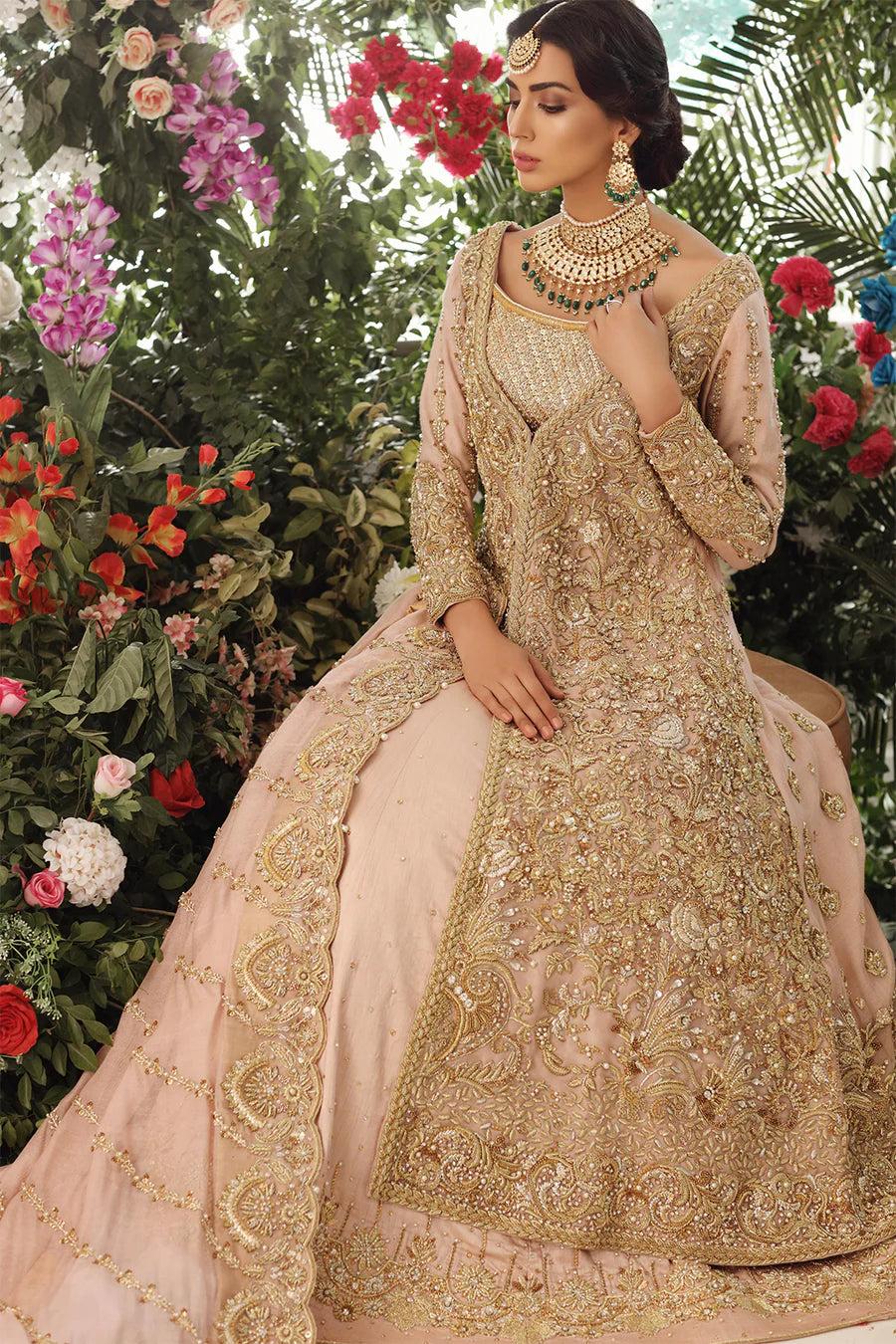 Pakistani Bridal Dress in Gown and Lehenga Style